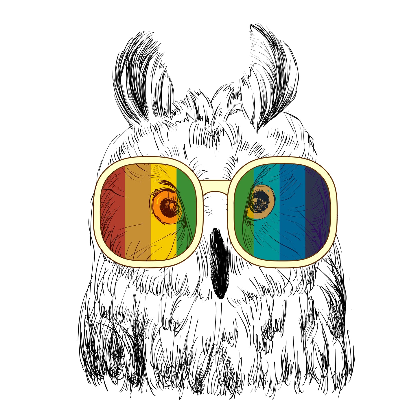 Felpa con Cappuccio Gufo Arcobaleno